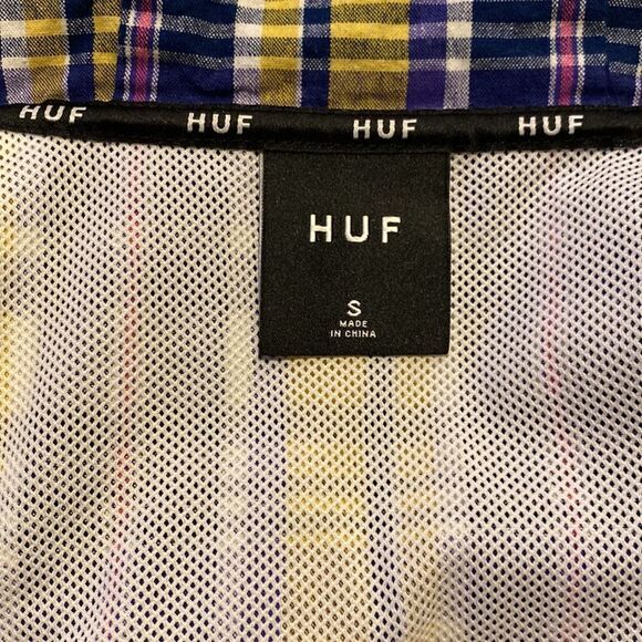 Huf Small Plaid Catalina Zip Up Jacket Hoodie Drawstring Elastic Cuff Hem - Picture 6 of 7